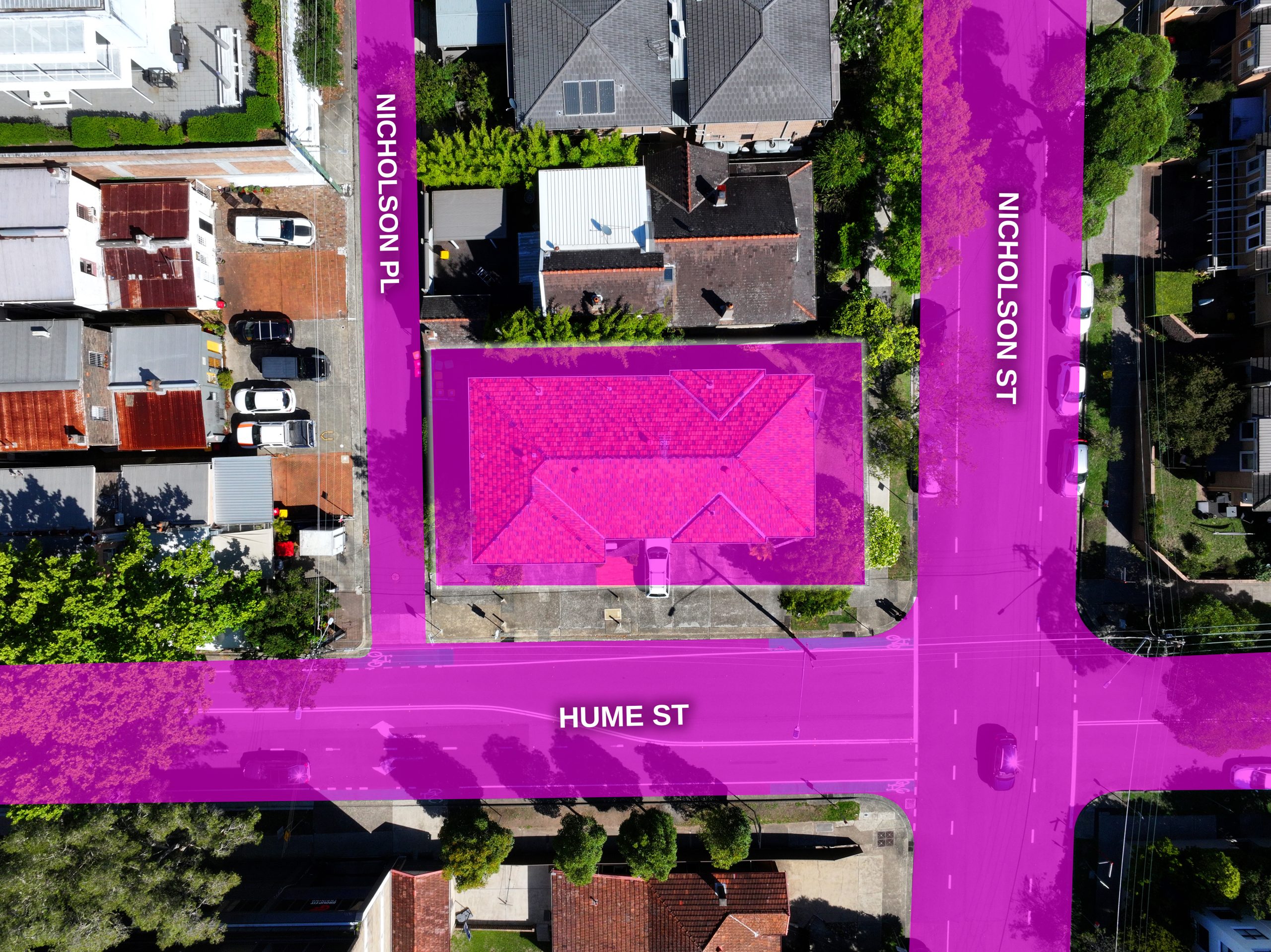 Site outline with Street labels